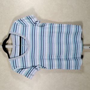 2/$10 05195 Talbots blue & green striped S/S tee M
